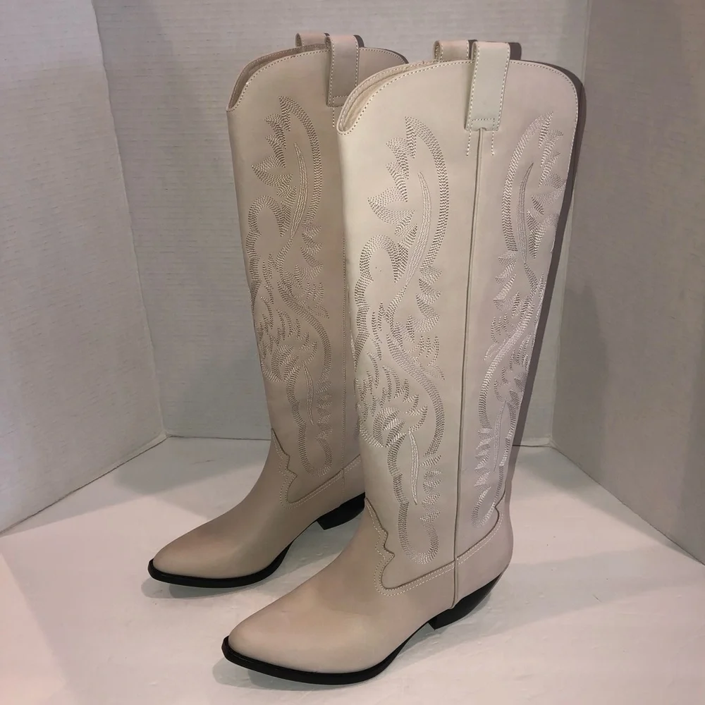 Jeffrey Campbell x Free People Grey Finn Tall Western Cowboy Boots Shoes sz 8